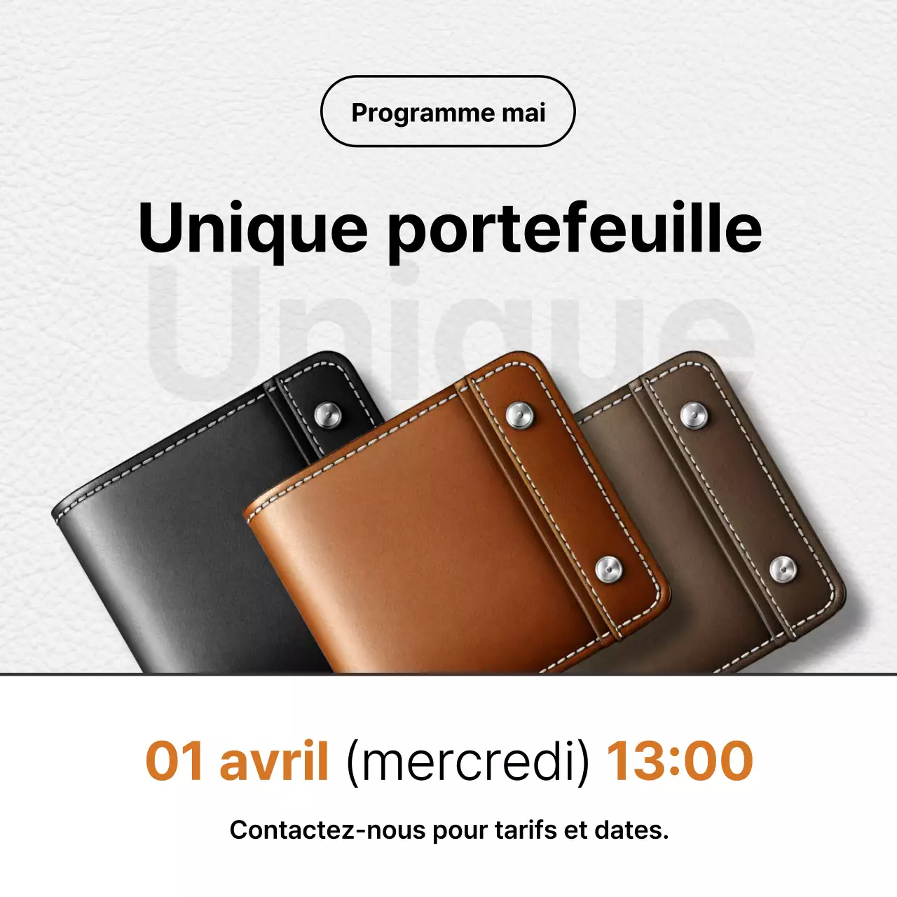 Promouvoir un atelier de cuir moderne aux accents orangés