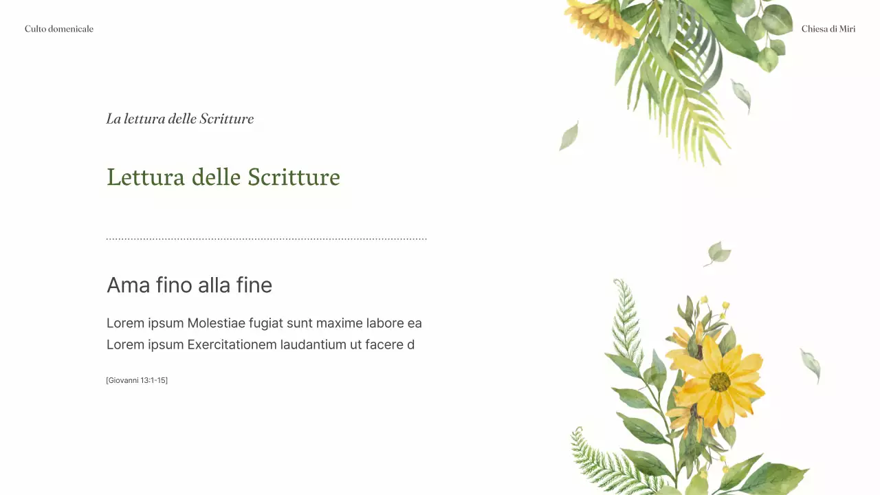 Una semplice guida di servizio verde e gialla per la Chiesa Botanica