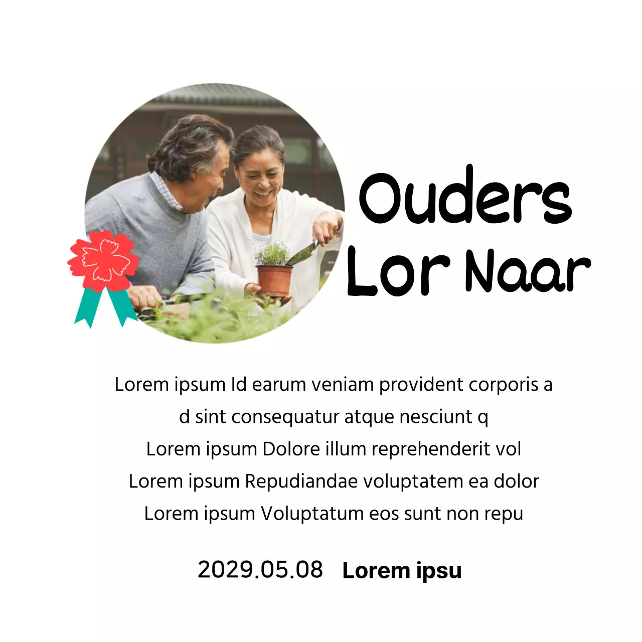 Een schattig Moederdagbord met een anjerillustratie en kalligrafie met jouw foto