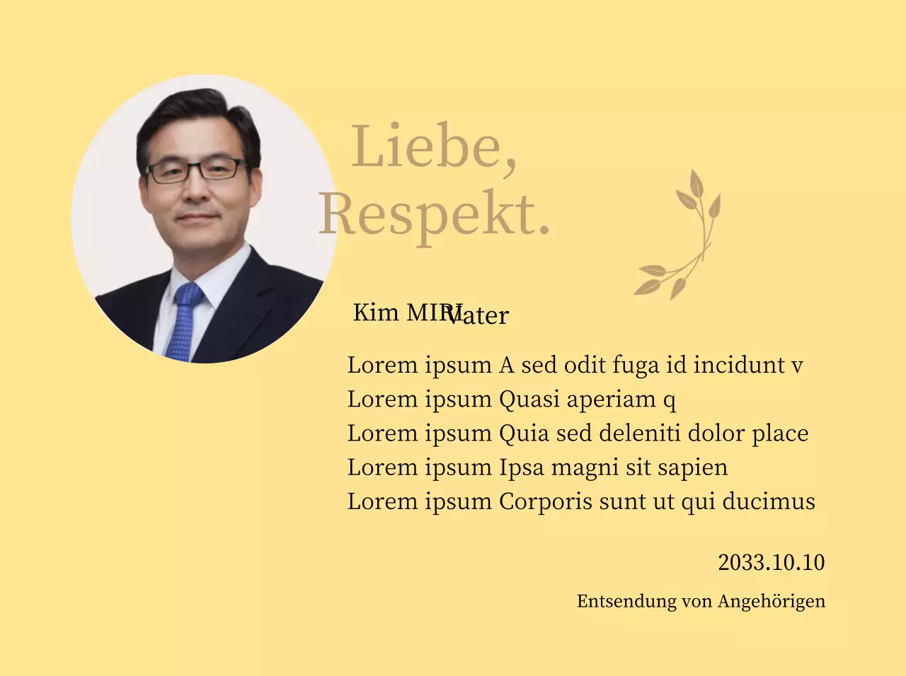 Eine statische, stilvolle Dankeskarte zum Muttertag mit goldenen Blütenblättern und einem Foto