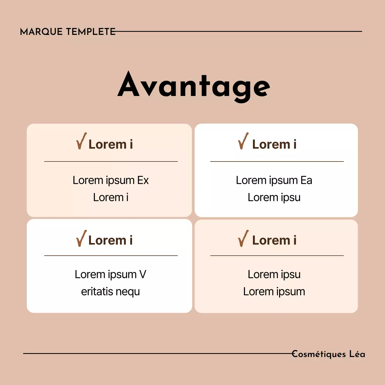 Une marque de cosmétiques beige et épurée