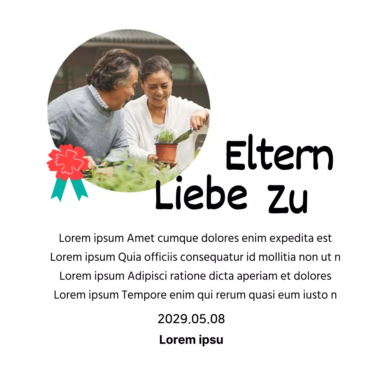 Eine hübsche Muttertagstafel mit Nelkenillustrationen und Kalligraphie mit Ihrem Foto