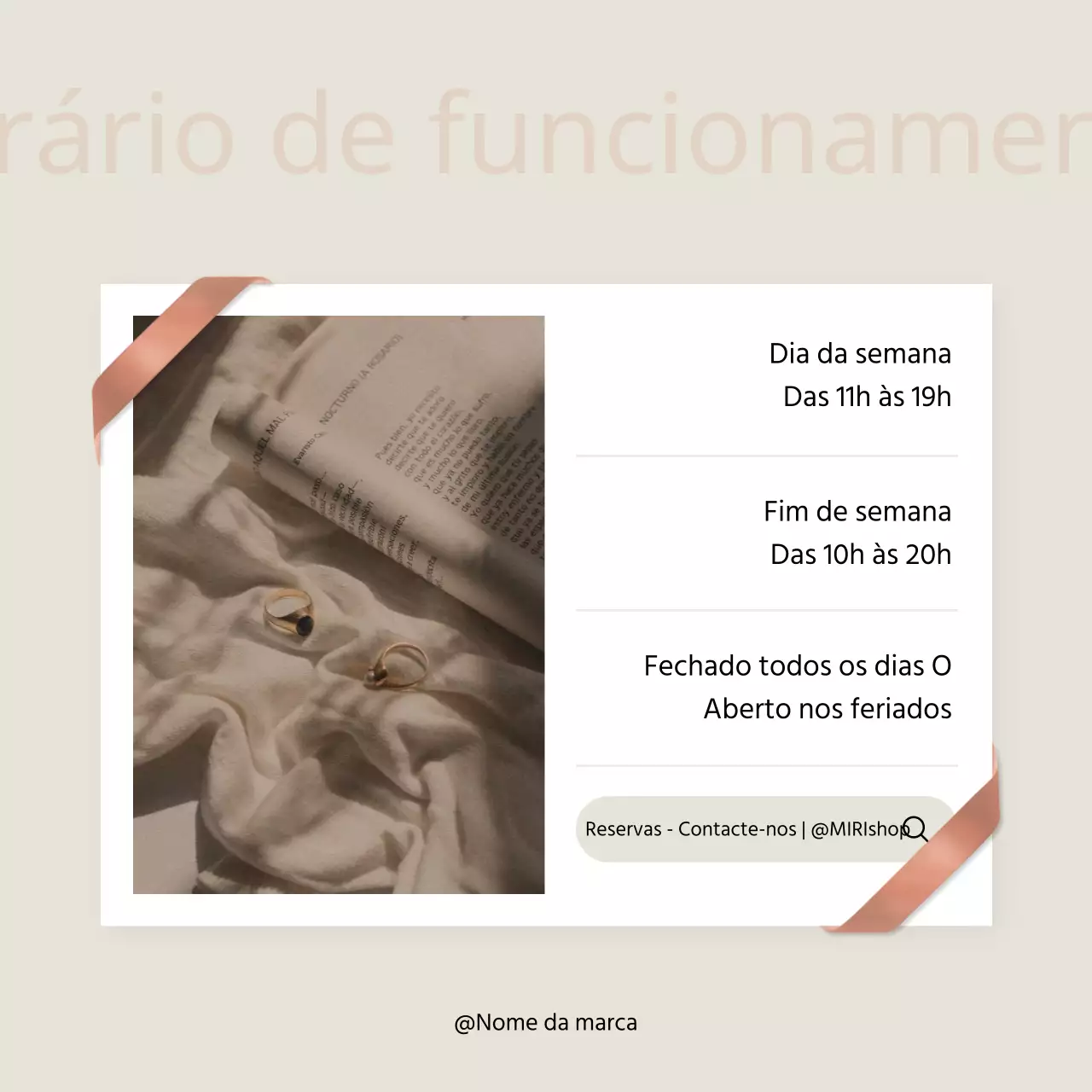 Anúncio de operações de marketing nas redes sociais na moda em rosa e marfim