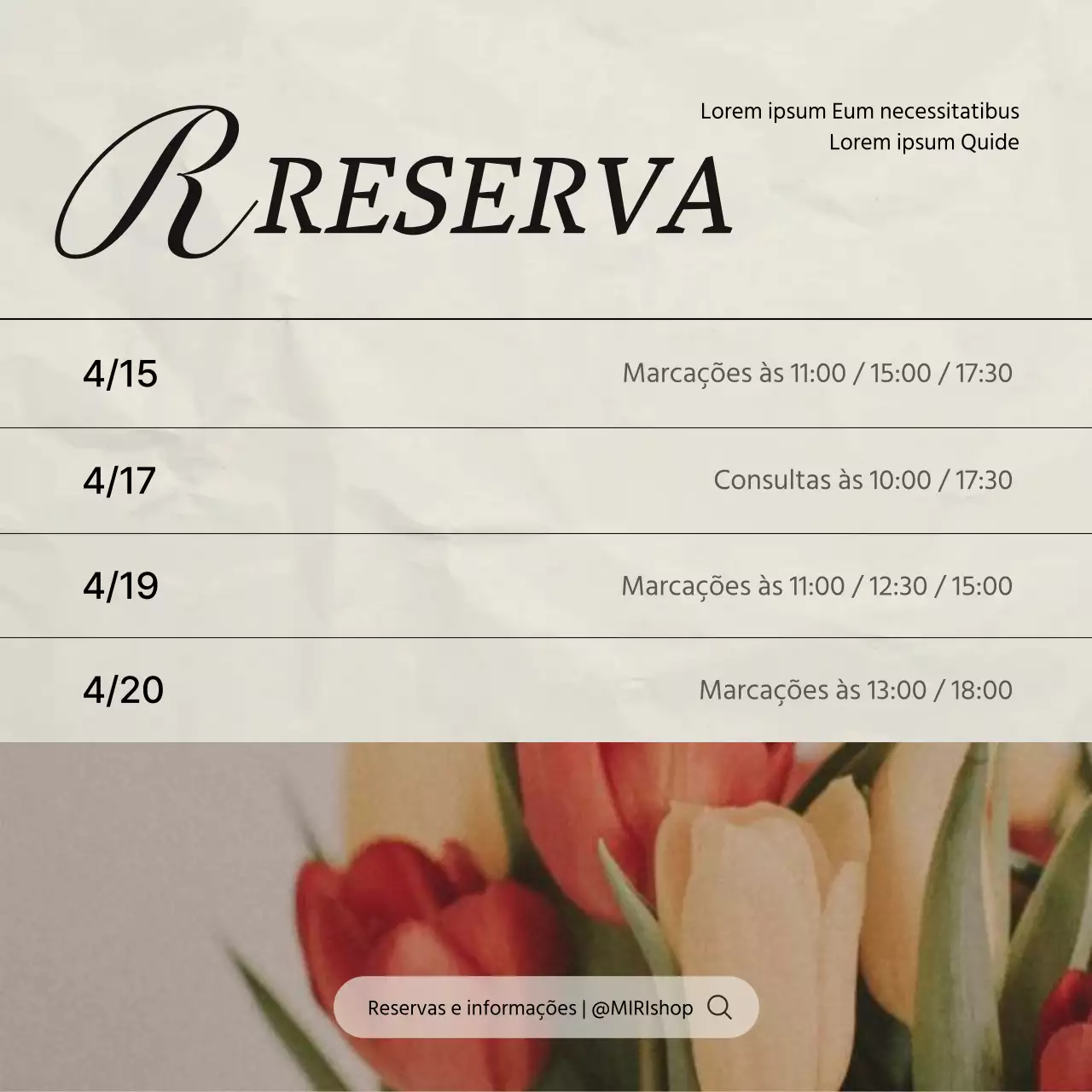Anúncio de uma reserva de marketing de redes sociais na moda em rosa e marfim