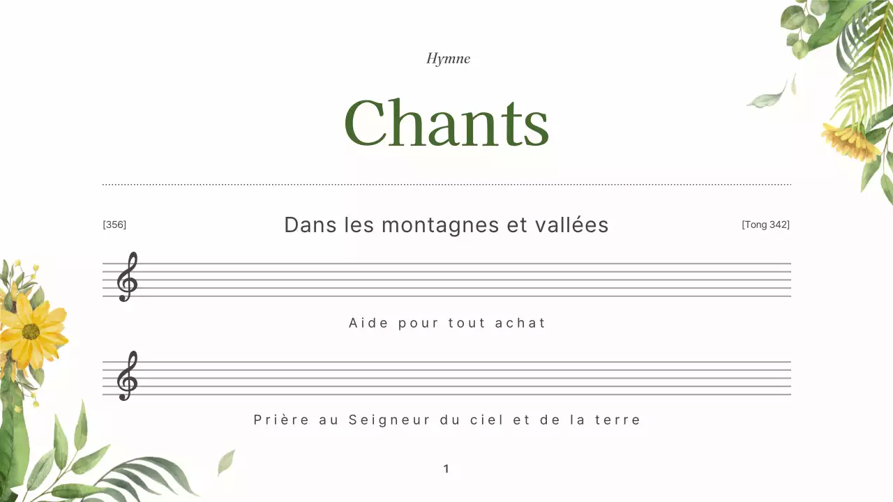 Un simple guide de service vert et jaune de l'église botanique