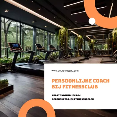 Oranje en witte Minimal Fitness Club Promotie