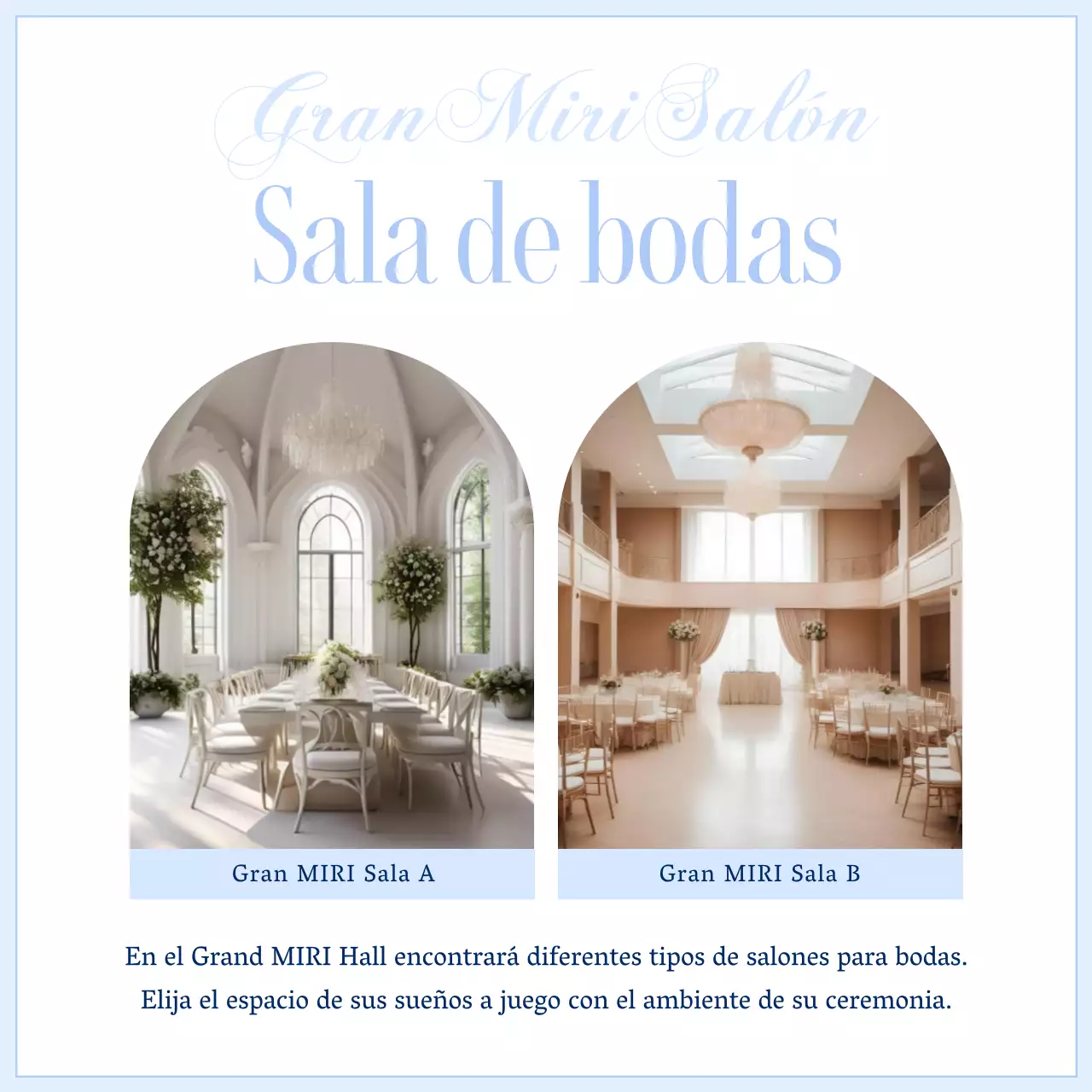 Promover un lugar de celebración de bodas de lujo en azul cielo