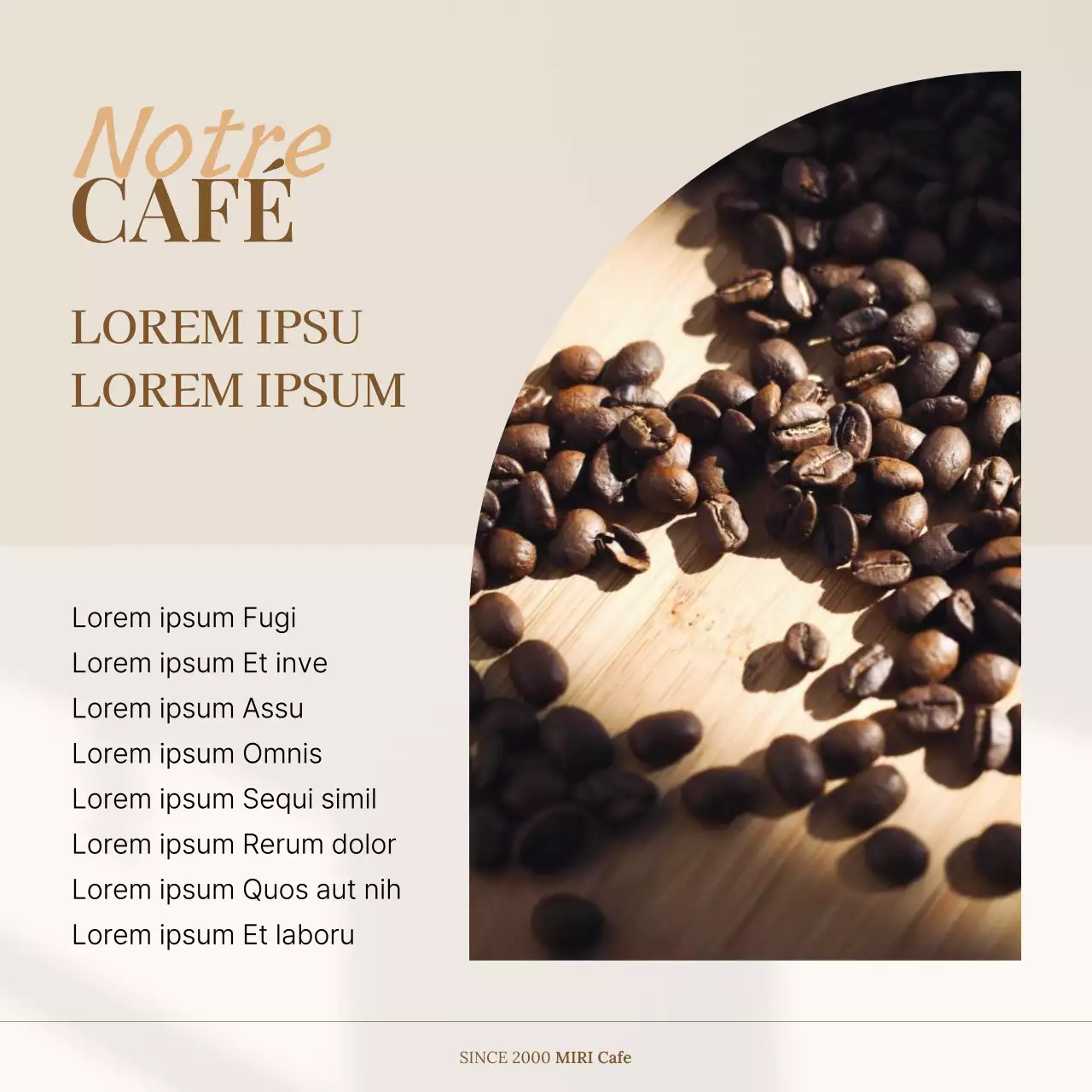 Un simple prospectus de café en beige et marron