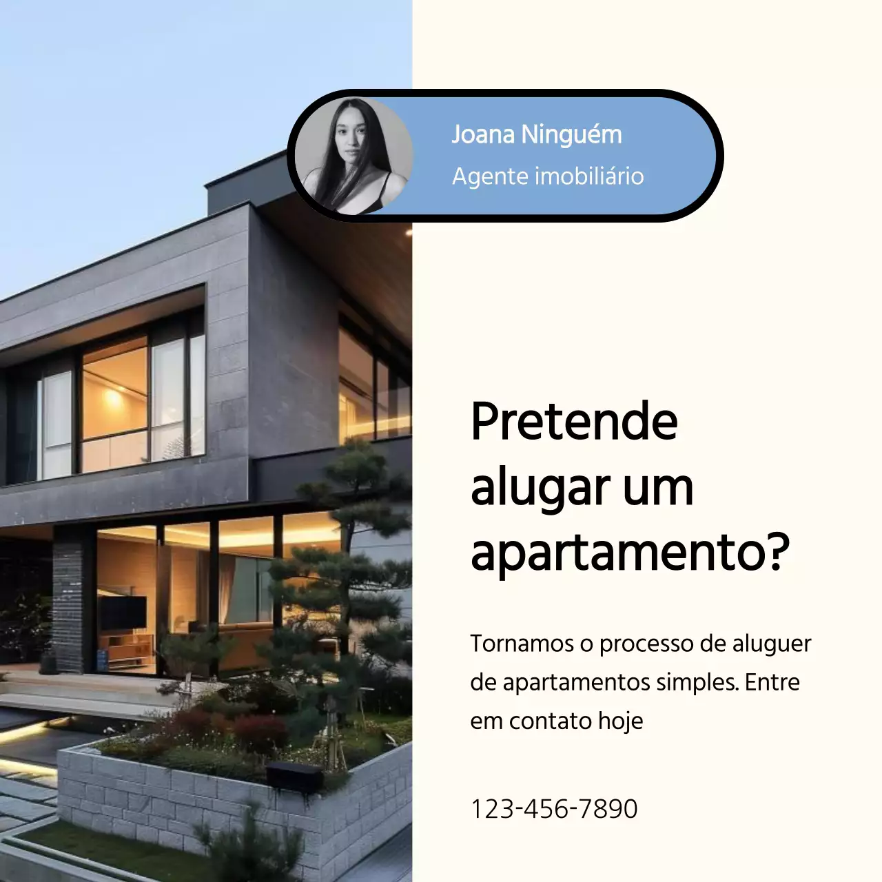 Proposta imobiliária minimalista azul e bege