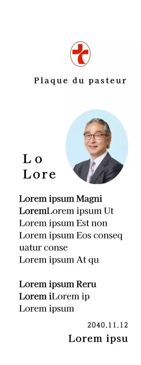 Plaque d'inauguration d'une église avec fond aquarelle dégradé et photo