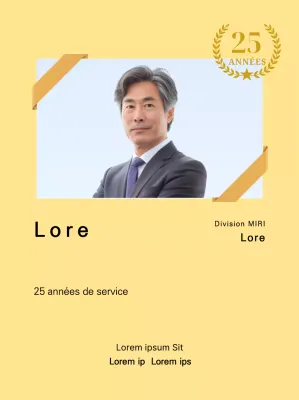 Un motif de remerciement comprenant une photo carrée avec un ruban doré et un marqueur de 25e anniversaire.