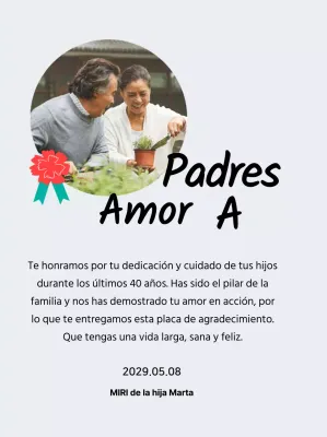 Simpática placa para el Día de la Madre con ilustración de un clavel y caligrafía con tu foto