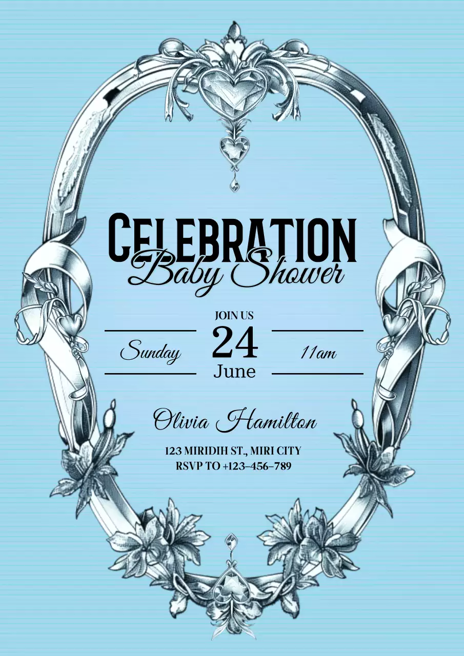 Poster Mời Em Bé Thanh Lịch Màu Hồng