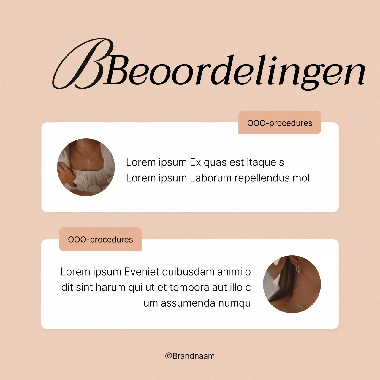 Social media marketing reviews en vragen en antwoorden in roze en ivoor promoten
