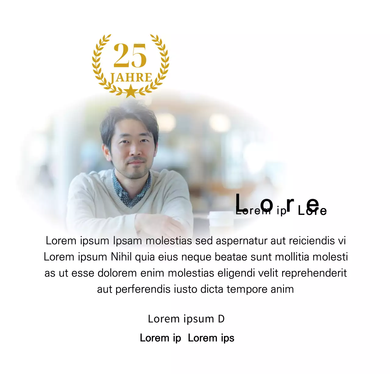 Ein Dankeschön-Design mit einem quadratischen Foto, einer goldenen Schleife und einem Marker zum 25-jährigen Jubiläum