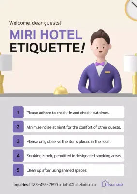 Purple Minimal Hotel Guideline Poster