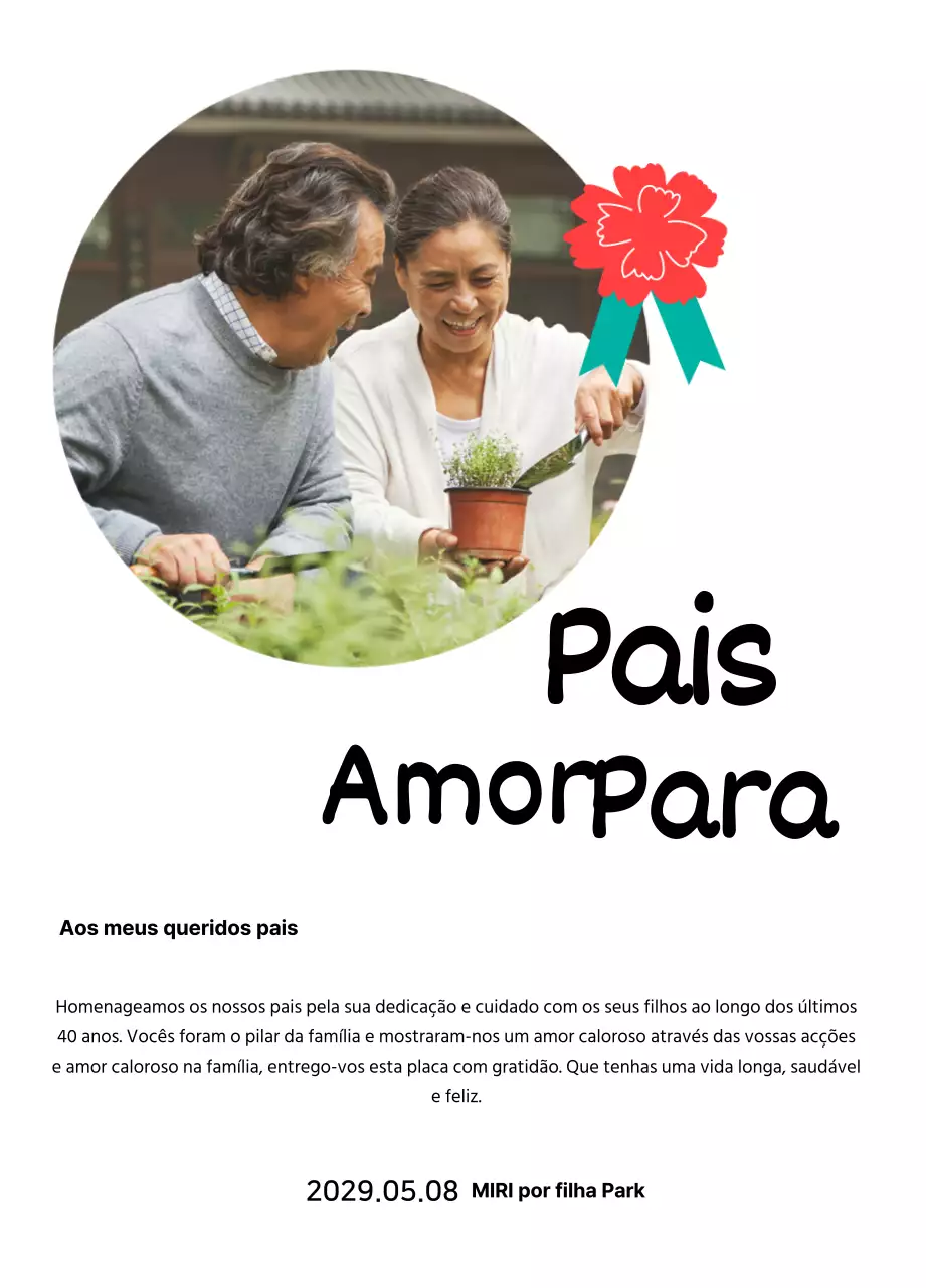 Uma bonita placa para o Dia da Mãe com uma ilustração de um cravo e caligrafia com a sua fotografia