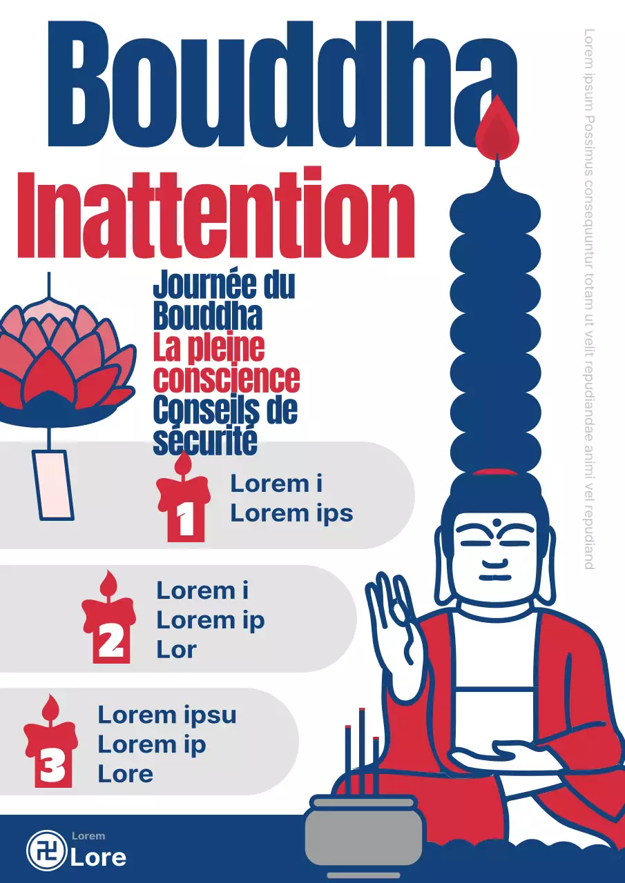 Pop art indigo et rouge pour promouvoir un événement bouddhiste Événement bouddhiste Événement bouddhiste