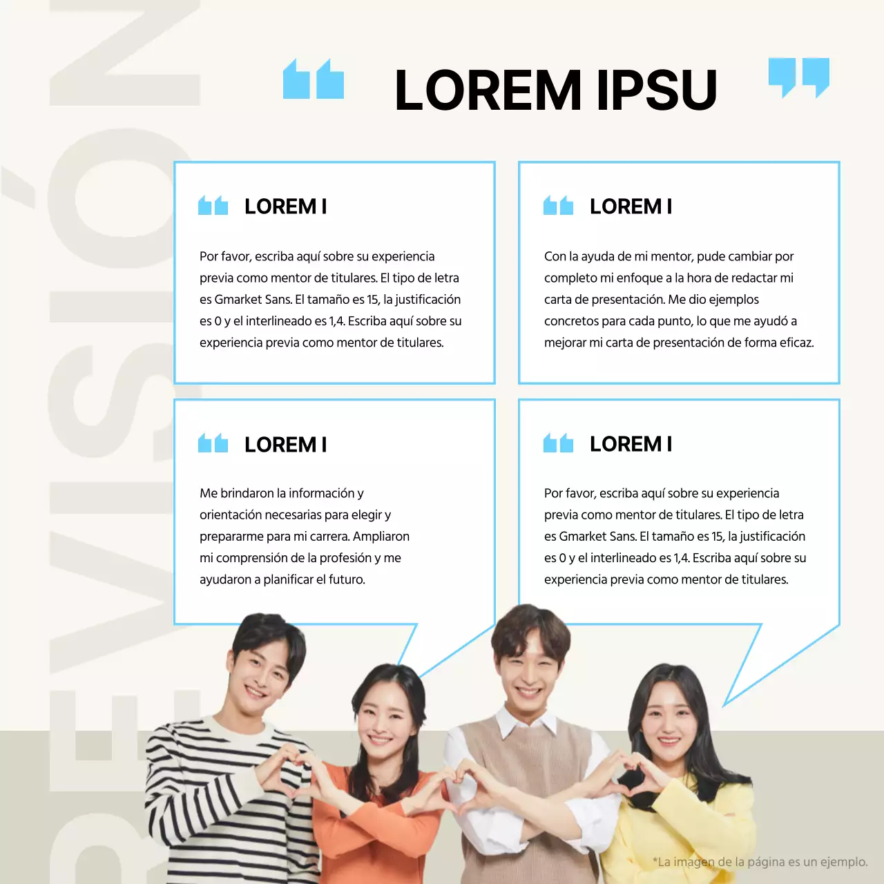 Una sencilla combinación de colores marfil y azul claro para promocionar la conferencia para mayores en activo