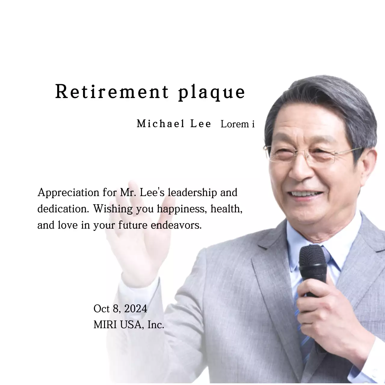 Design a retirement celebration with decorative borders and photos for an organized feel