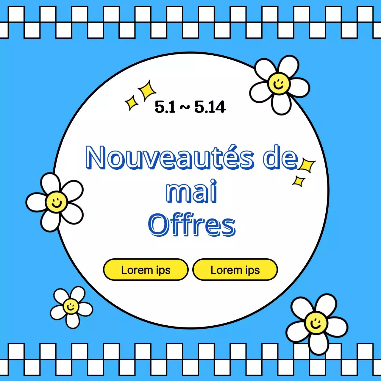 Annonce kitsch des nouveaux arrivages en jaune et bleu clair