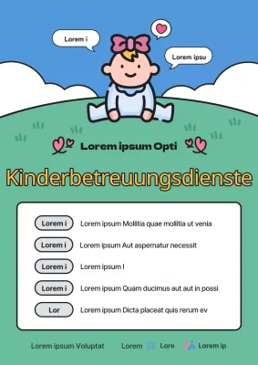 Blaue und grüne Werbung für Babysitterdienste