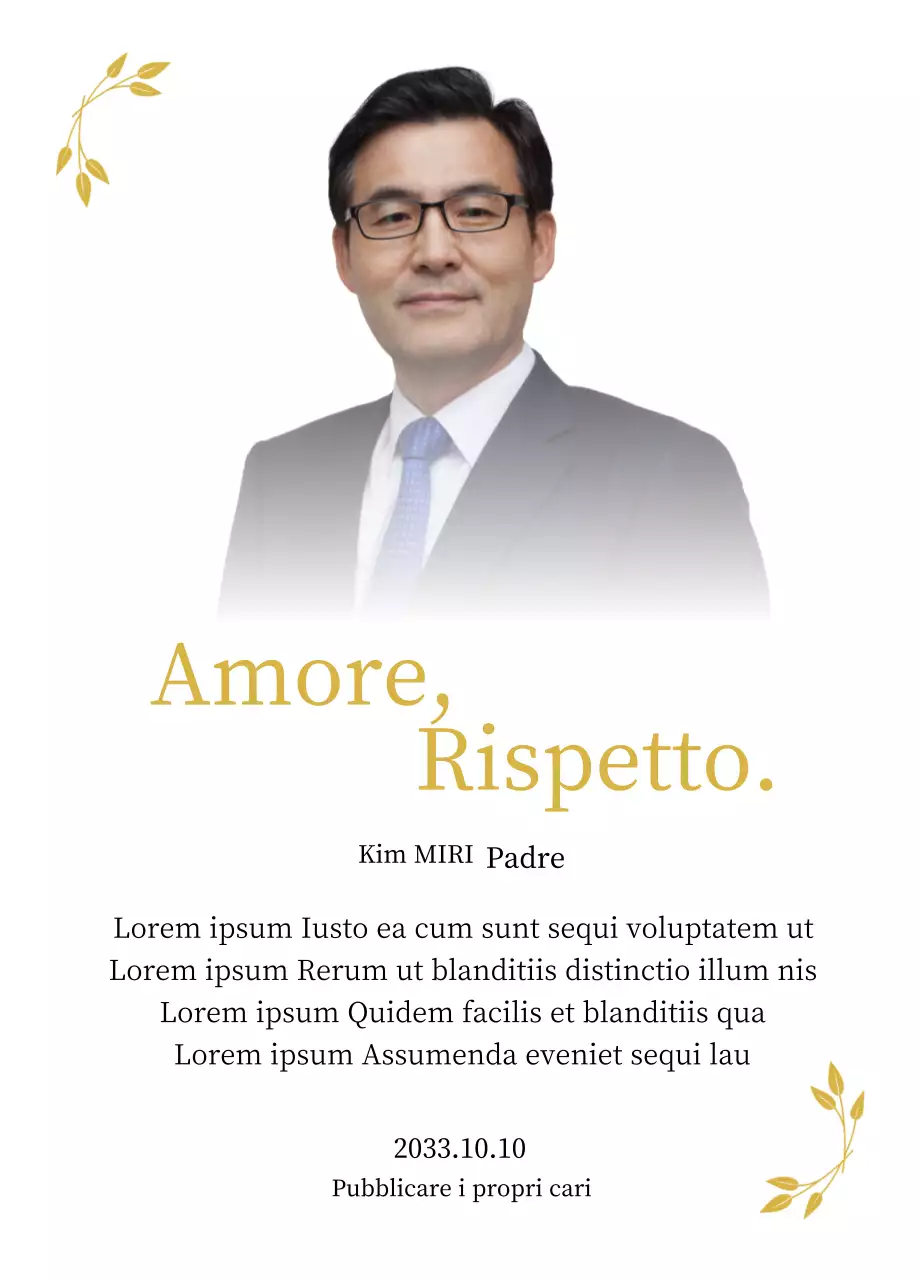 Un biglietto di ringraziamento per la festa della mamma statico e di classe con petali d'oro e una foto