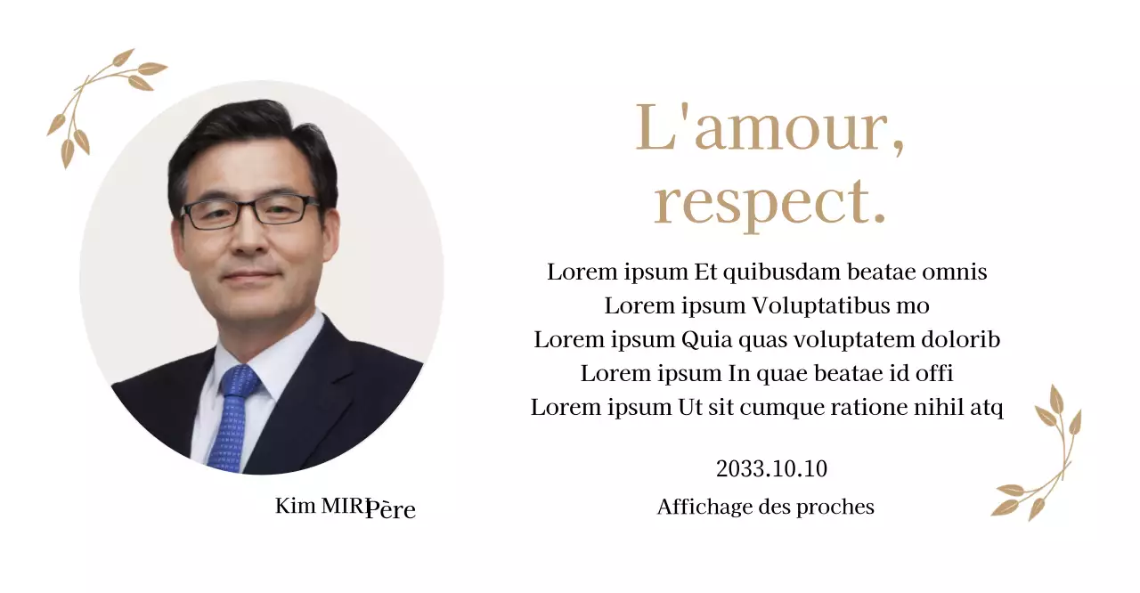 Un mot de remerciement statique et élégant pour la fête des mères avec des pétales dorés et une photo