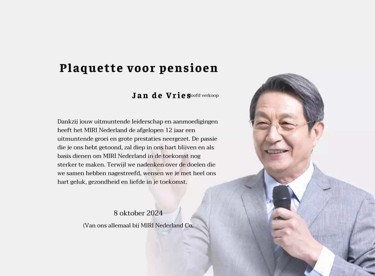 Ontwerp een pensioenfeest met decoratieve randen en foto's voor een georganiseerde sfeer