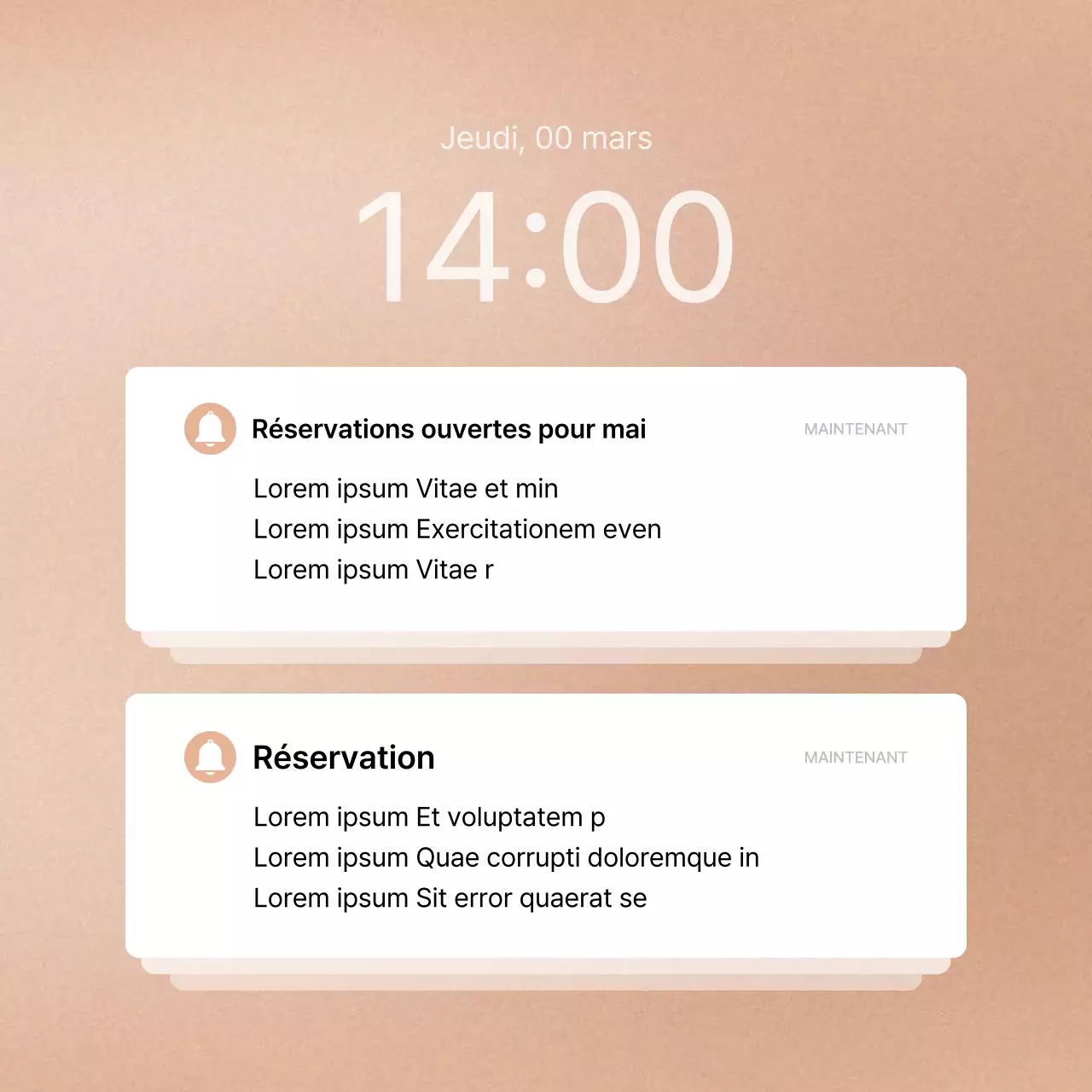 Annonce d'une réservation de services de marketing des médias sociaux en rose et ivoire
