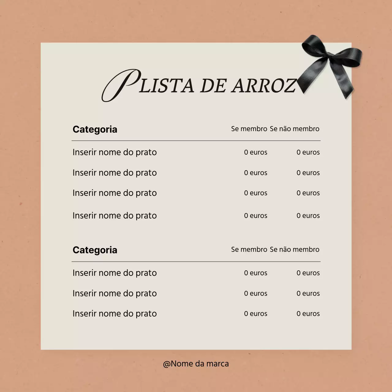 Anúncio de preços para marketing de redes sociais na moda em rosa e marfim