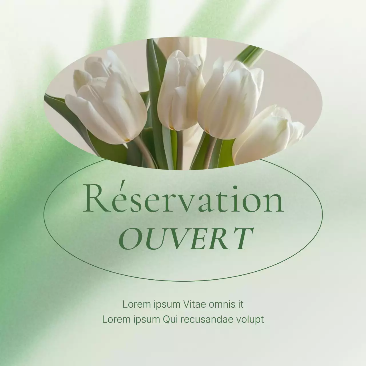 Annonce de réservation de marketing vert et moderne sur les médias sociaux