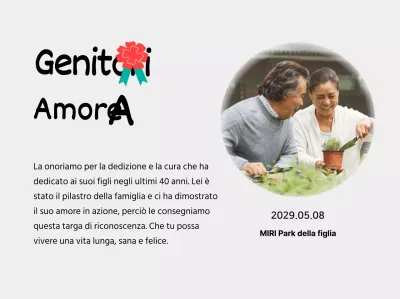 Una simpatica targa per la festa della mamma con un'illustrazione di garofani e una calligrafia con la vostra foto