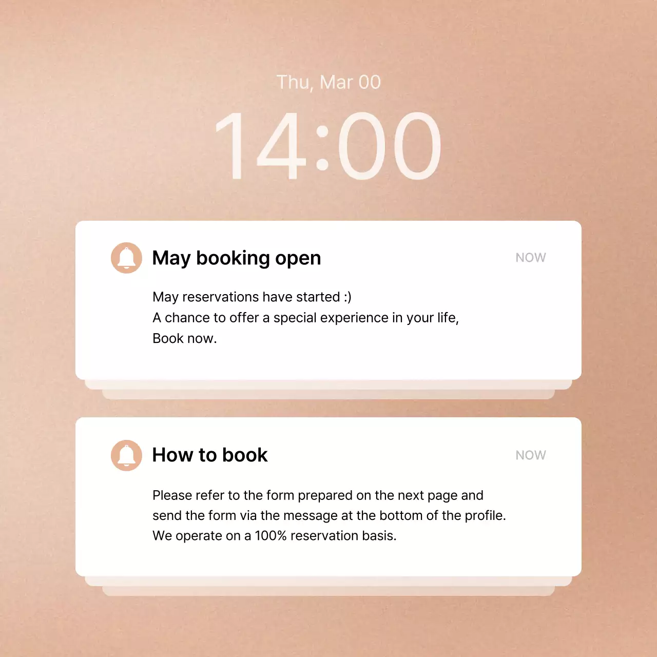 Beige Modern Booking Announcement Social Media Post