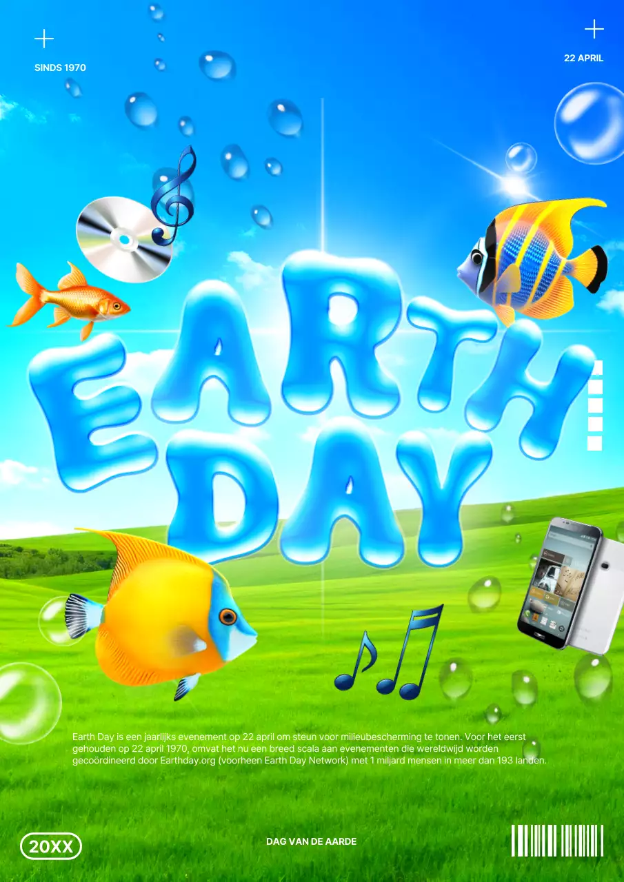 Trendy Earth Day-advertenties in blauw en groen