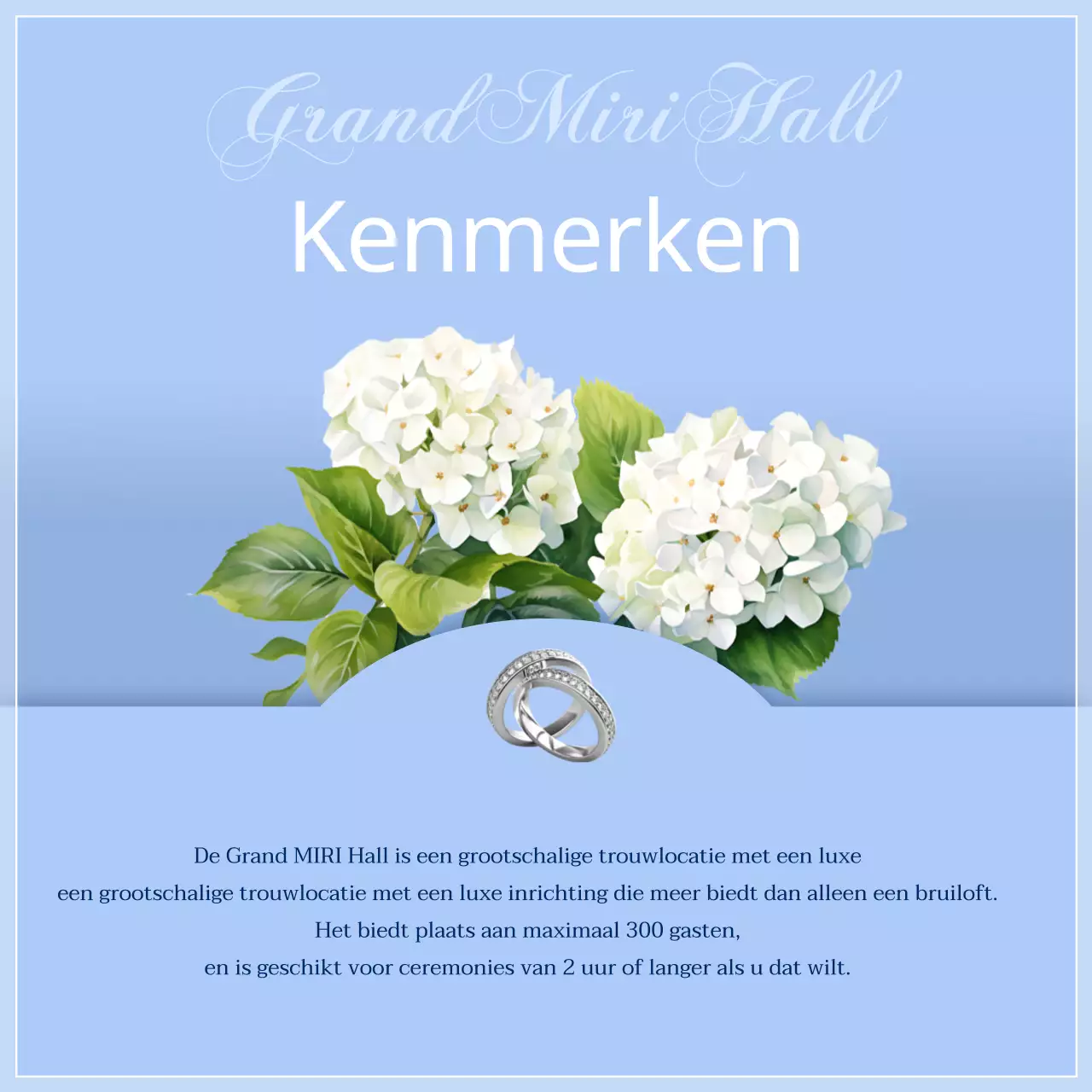 Een hemelsblauwe, chique trouwlocatie promoten