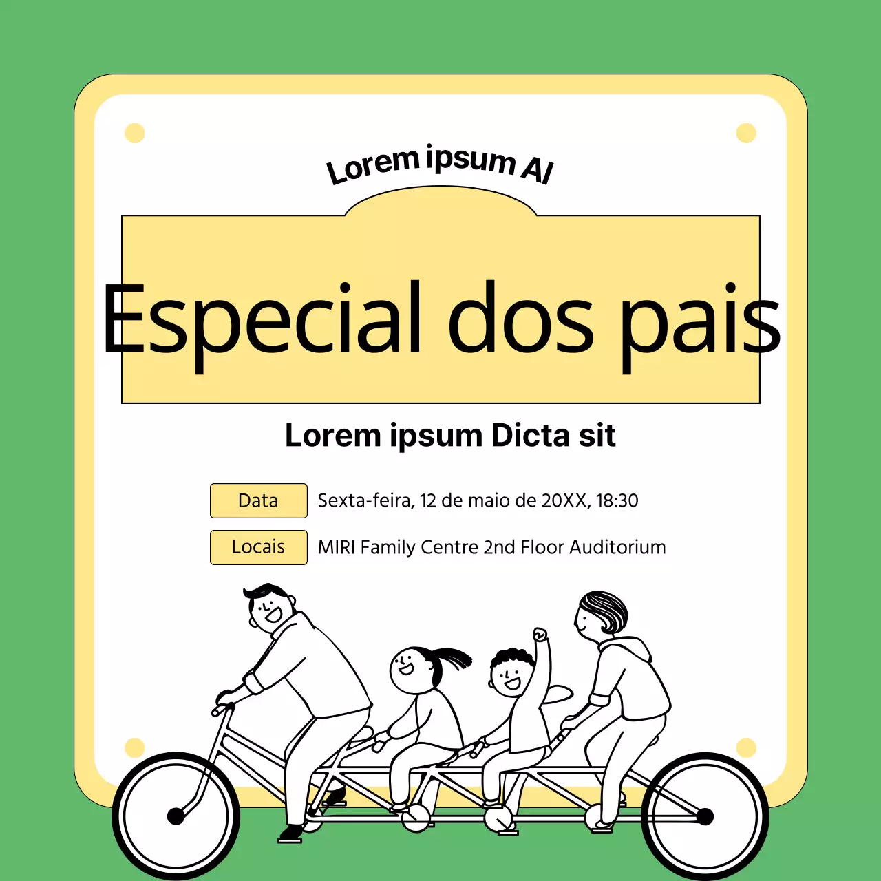 Promover uma caraterística parental verde e amarela simples