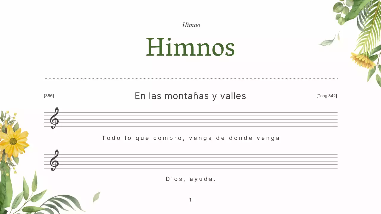 Una sencilla guía de servicios verde y amarilla para la Iglesia del Botánico