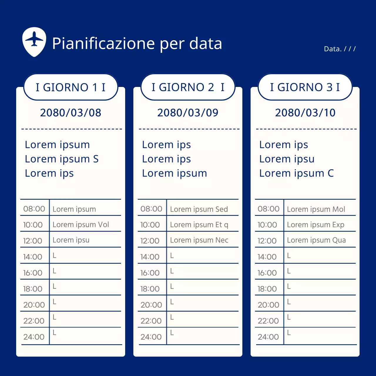 Un semplice planner da viaggio giallo e blu navy