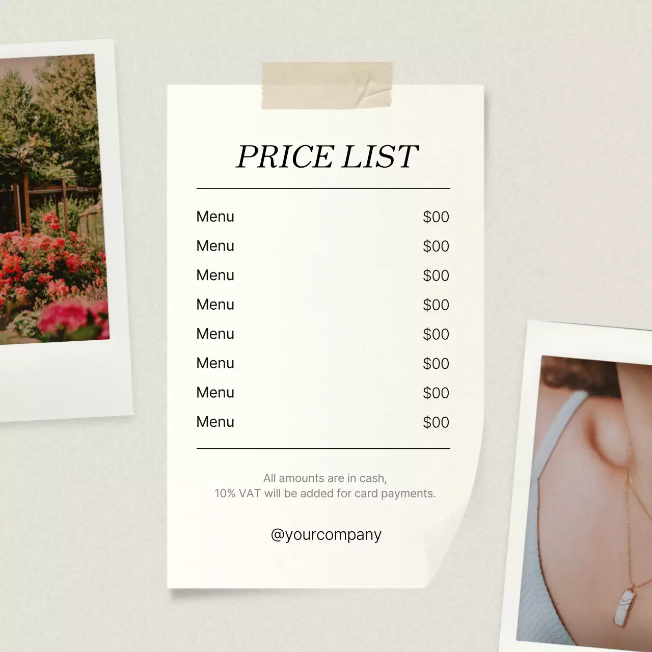 Beige Simple Menu List Social Media Post