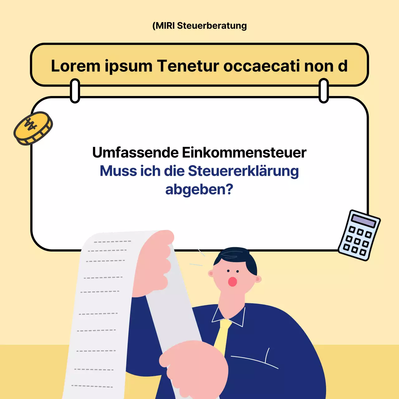 Eine moderne Steuererklärung in Gelb und Marineblau erklärt