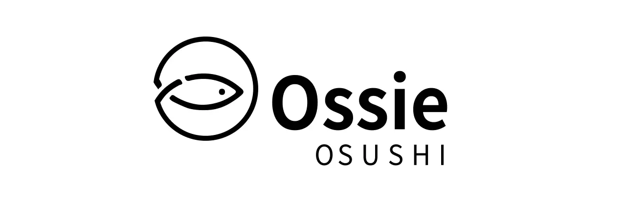 Sushi restaurant logo with fish-shaped icon