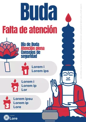 Pop art de añil y rojo para promocionar un evento budista Evento budista Budismo