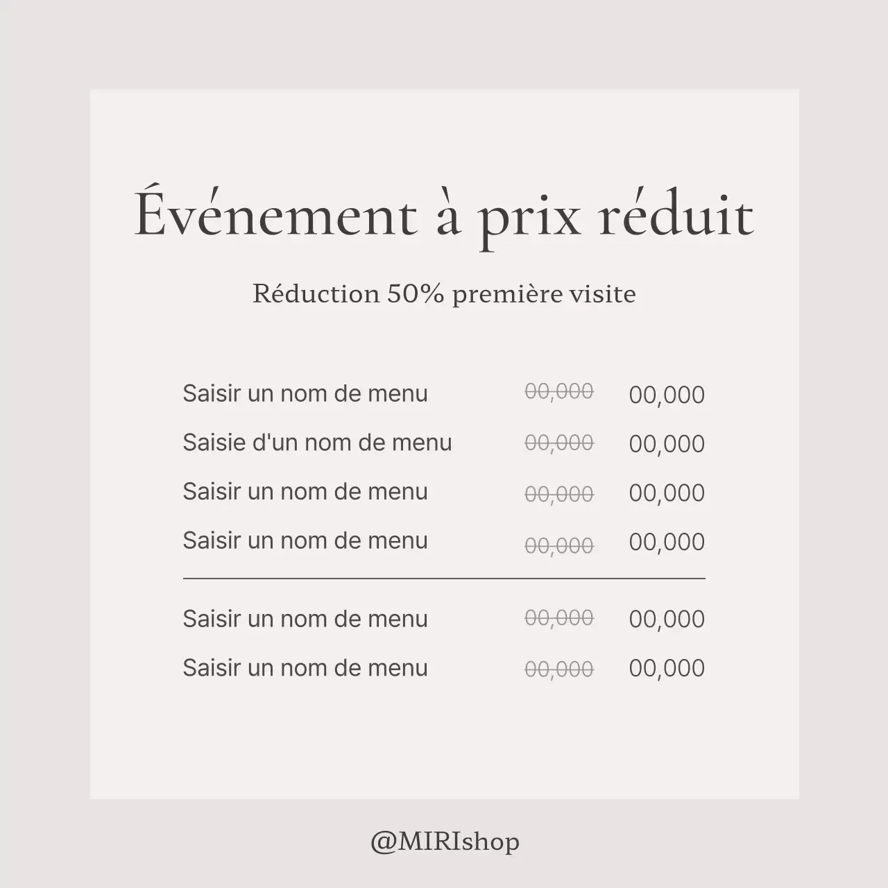 Marketing tendance sur les médias sociaux en beige et gris Promouvoir la tarification des menus