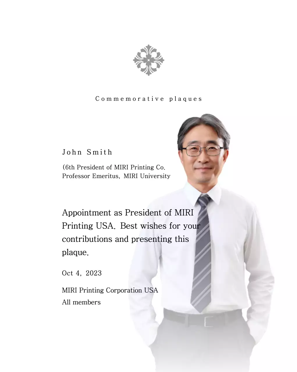 Plakat peringatan dengan ilustrasi dan foto yang mewah