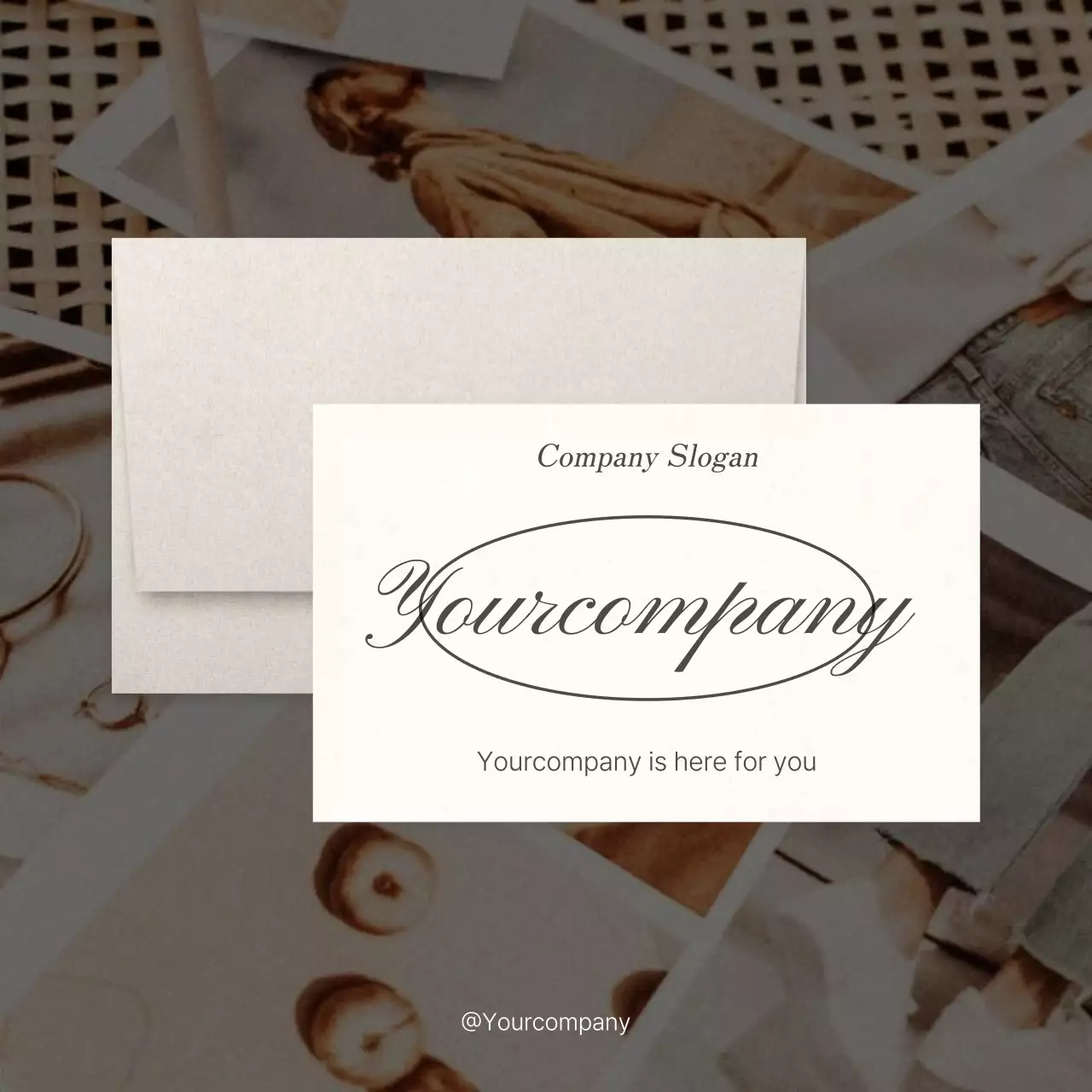 Beige Vintage Business Card Social Media Post
