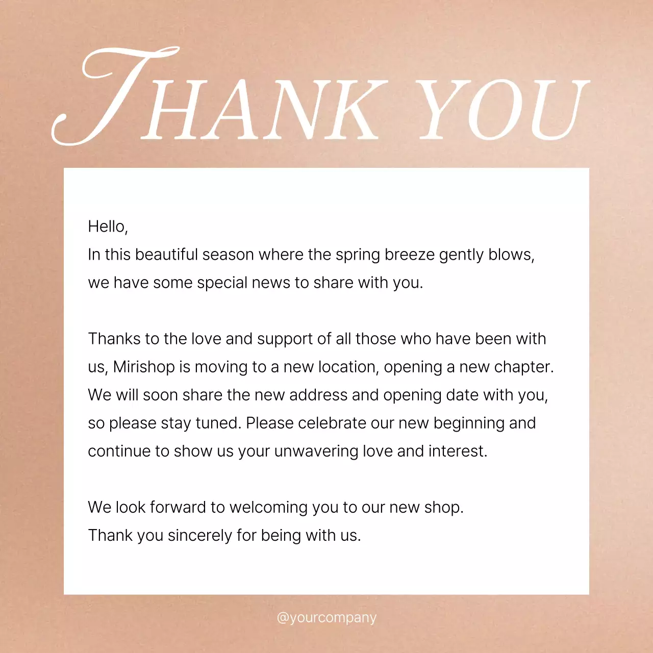 Beige Elegant Shop Announcement Social Media Post