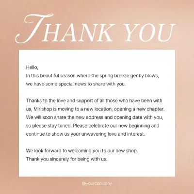 Beige Elegant Shop Announcement Social Media Post