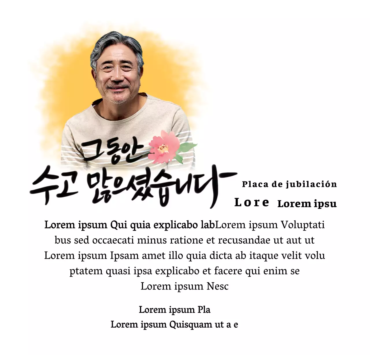 Diseño de jubilación con ilustración floral y texto caligráfico sentimental