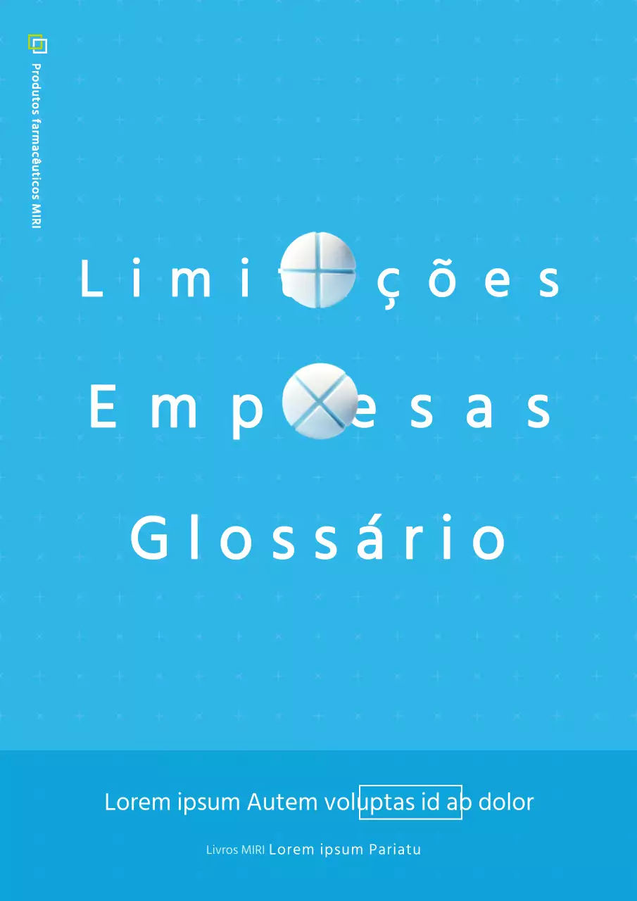 Capa de livro simples do glossário da indústria farmacêutica em azul claro e branco